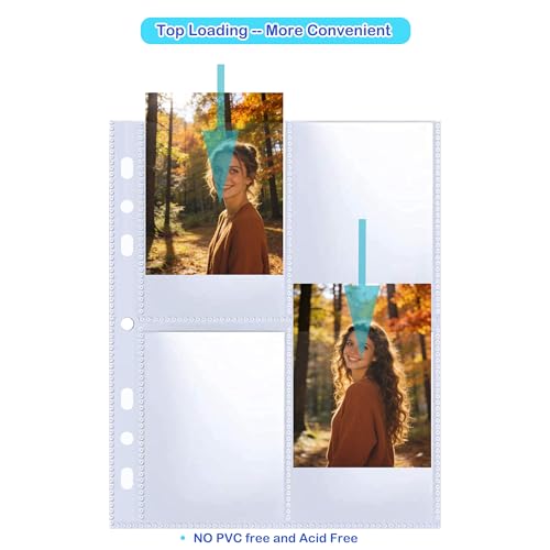 30 Pack 2.5x3.5 Card Sleeves Binder Sheets, 6/3 Ring A5 Binder Inserts, Ultra-Clear Double Sided 4 Pocket, Top Loading, for Trading Card, Photocard and Postcards - size: 2.5" x 3.5"（4 Pocket）