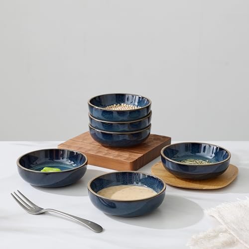 famiware Ceramic Soy Sauce Dish, 3oz Dipping Bowls Set of 6, Midnight Blue - color: Midnight Blue, style: Nature