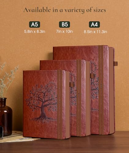 PAIBAS Lined Journal Notebook with 300 Page Numbered Pages, Vintage Leather - color: Brown, size: B5 (7in x 10in)