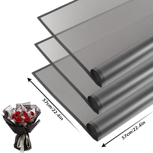CCIJESW 20 Sheets Flower Bouquet Wrapping Paper Flora Packaging Blakc-2 - color: 019-Transparent Black