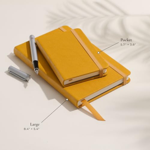 Leather Pocket Notebook, Writing Journal, Butter Yellow - color: Butter Yellow, size: Pocket