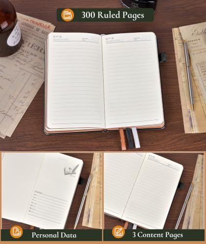 Small Journal Notebook 3.7"x6.8", 300 Page Lined Paper Pocket Size Notebook - color: Black, size: A6 (3.7in x 6.8in)