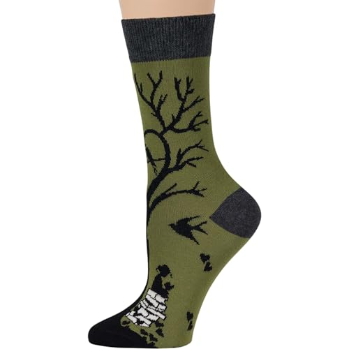 7BIGSTARS Women Cotton Crew Socks, Patterned 4 Pack, M 5-9 - L 8-12 - color: 18 - Black, Grey, Green, Orange, Cream (A60), size: 8-12