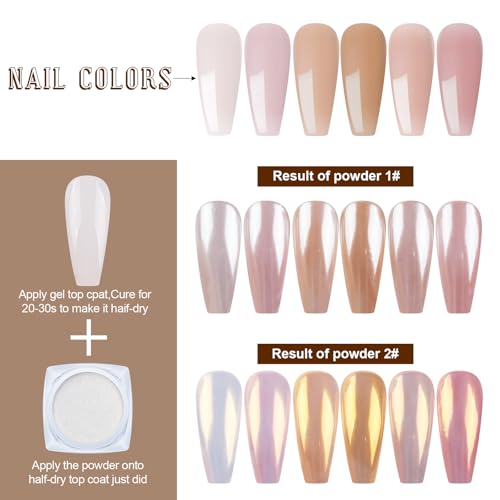 Artdone 2 Jars Chrome Nail Powder White and Gold Pearl - color: 2 Jars - White and Gold