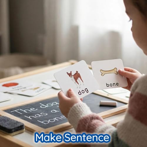 BOHS English Spelling Game for Kids, 60 Picture Cards and Lowercase Tiles - style: lower case