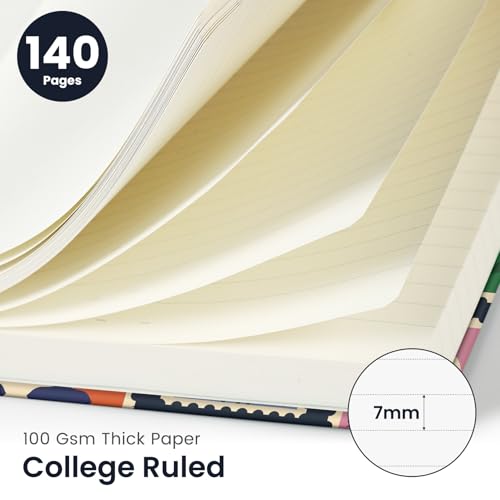 Taja Spiral Lined Journal for Women, Pretty Hardcover Journal Notebook, A5 - color: G-Stamp