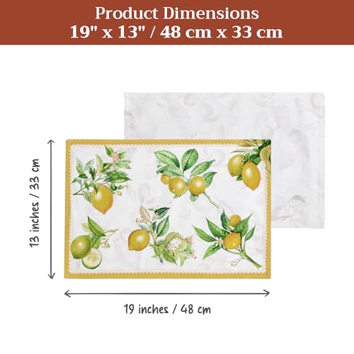 Maison d' Hermine Placemats Set of 4 Reusable 100% Cotton (13"x19") - color: 002 - Limoncello, size: 13" X 19" (Pack of 4)