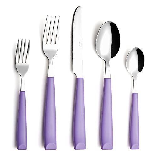 ANNOVA Silverware Set 20 Pieces Stainless Steel Cutlery Color Handle Flatware - 4 x Dinner Knife; 4 x Dinner Fork; 4 x Salad Fork; 4 x Dinner Spoon; 4 x Dessert Spoon (Lilac) - color: Lilac 20Pieces