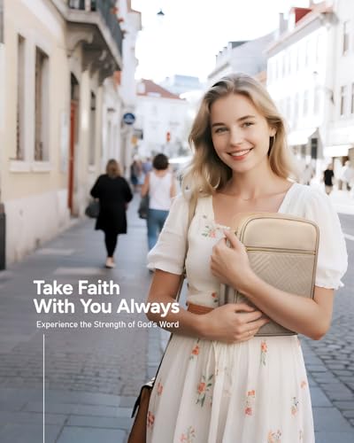 BellaHold Bible Cover Case for Women Quilted Bible Case with Handle Strap - color: Desert Taupe, size: M/L