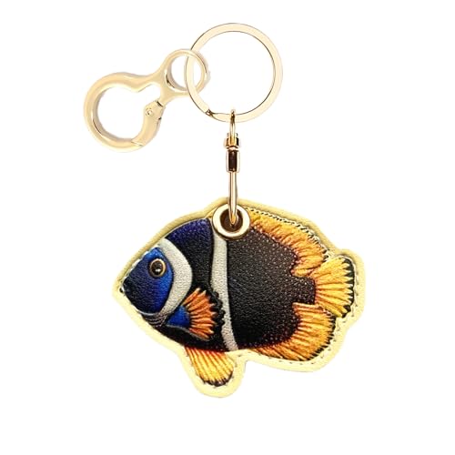 BORKUANA PU Leather Keychain holder Protective Case Compatible with AirTag - color: Fish 8
