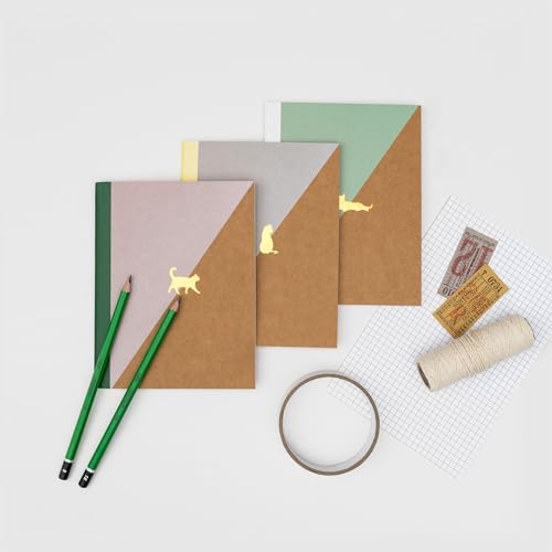 Suck UK Pocket Notebook Set - Portable Line Grid & Dot On-the-Go Notes - Practical & Compact Writing Journal Recycled Paper School Office & Travel Use - Unique Cute Cat Lovers Novelty Gift Set - style: Cat Notebook