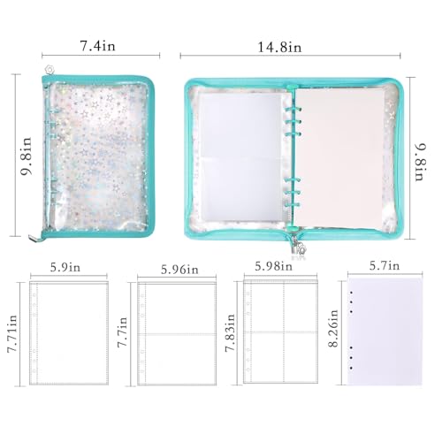 MUDOR 4 in 1 Sticker Storage Organizer Binder,Collecting Book Album Holder - color: Cyan