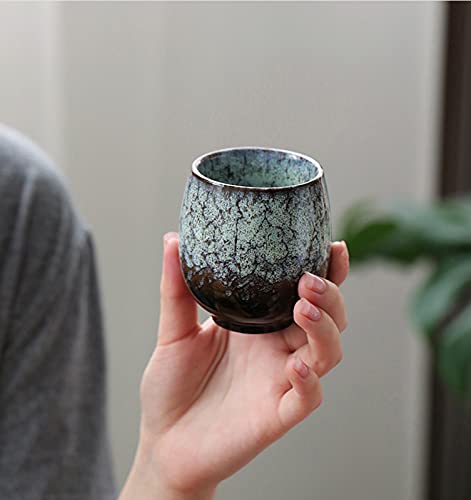 Jianzhan Ceramic Teacup, Kung Fu Tea Set, Coffee cup，Yerba Mate Set Ceramic Mate CupSet of 4 (green) - color: Green
