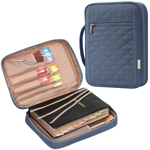 FINDCOZY Bible Cover for Women, Medium Carrying Case for Regular Bible - color: Blue, size: Medium