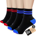 Forever Bambe Mini Crew Socks for Women 4-Pack Cushioned Bottom Retro Striped Socks - Athletic Women's Short Calf Sock - color: 14 - Black