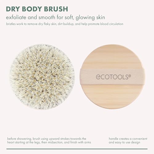 EcoTools Facial Brush + Dry Body Brush, Head-to-Toe Exfoliator Set