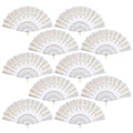 QIRMIZI 30 Pack Folding Handheld Fans,Silk Spanish Fan, Perfect for Weddings, Parties, and Dancing,White - color: White, size: 30 PACK