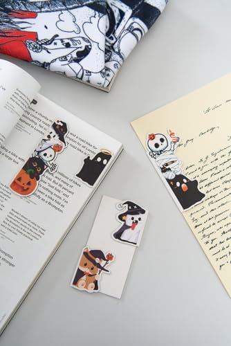 5pcs/Set Cute Magnetic Bookmark, Funny Peeping Ghost Book Marker Clip for Teachers, Students, Book Lovers Gifts, Printing on 2 Side (Ghost) - color: Ghost