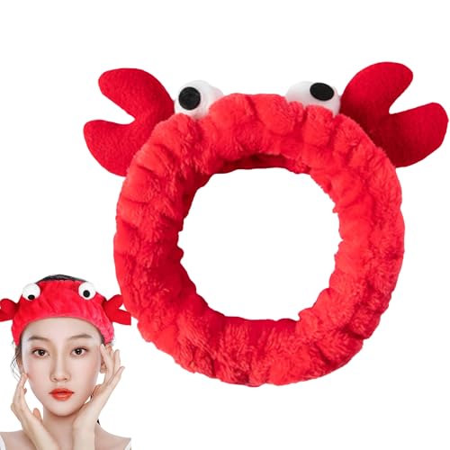 1 Pcs Red Crab Face Wash Headband Cute Soft Facial Makeup Hair Band Elastic Head Band Creative Hair Accessorie for Women Skincare Shower