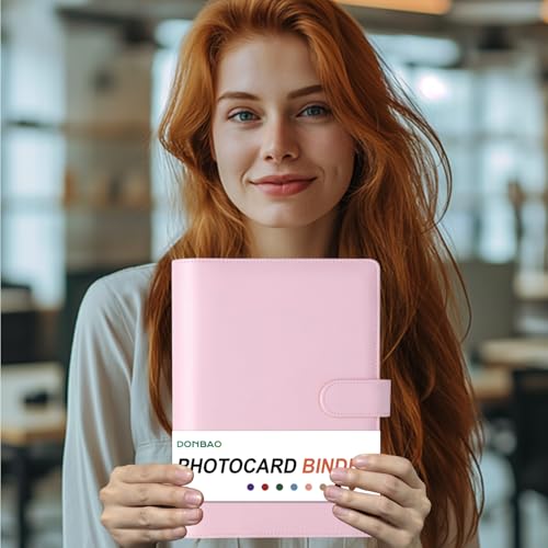A5 Kpop Photocard Binder, 6 Ring Binder Collector’s Album with 240 Card Slots, PU Leather Binder Cover for Organizing K-Pop, Trading Cards, Game Cards & Memorabilia (Light Pink) - color: Light Pink