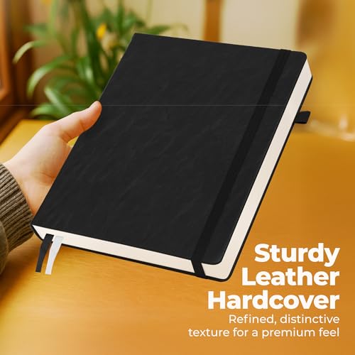 Thick Lined Journal Notebook 8.5x11" with Big A4 Hardcover Leather - Black - color: Black, size: A4 300 Pages