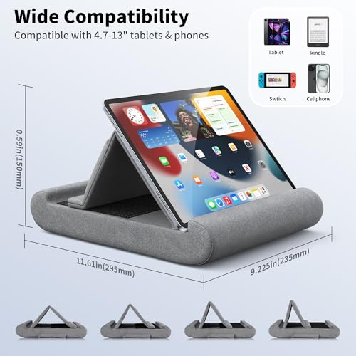 CreaDream Tablet Pillow Stand, Foldable Tablet Holder for Lap, Bed - color: Grey