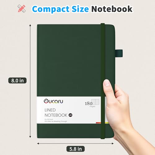 Oucaru Bulk 24 Pack A5 Lined Journal Notebook Set, 180 Pages 100 GSM Paper - color: Forest Green, size: 24 Pack