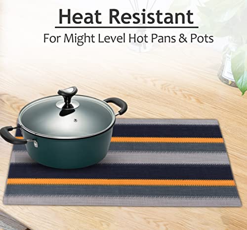 Ruvanti Placemats Set of 6, 100% Cotton Place Mats of 13"x19" – Stripes - color: Stripes