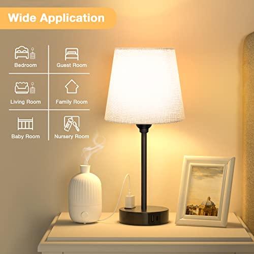 Grey Bedside Lamps Set 2 for Bedroom - Dimmable Touch, USB C+A, AC Outlet - color: Gray