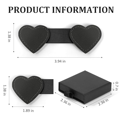 2Pcs Magnetic Leather Bookmarks with Pen Holder Gift Box, Heart-Shaped Magnetic Book Marks for Book Lover Readers Cute Leather Bookmark for Women Girls (Black) - color: Black