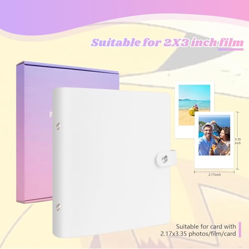 Ruibytree 320-Pocket PU Leather Photo Album for Instax Mini Camera, White - color: White