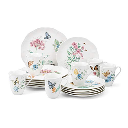 Lenox Butterfly Meadow Porcelain Teapot and Tea Cup Set, 9-Piece, 48oz - style: 9-Piece Tea Set