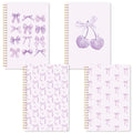 CNhoqc Purple Spiral Journal Notebooks, 4Pcs A5 Coquette Bow Notebooks - color: 4-Pcs Purple Bow-B