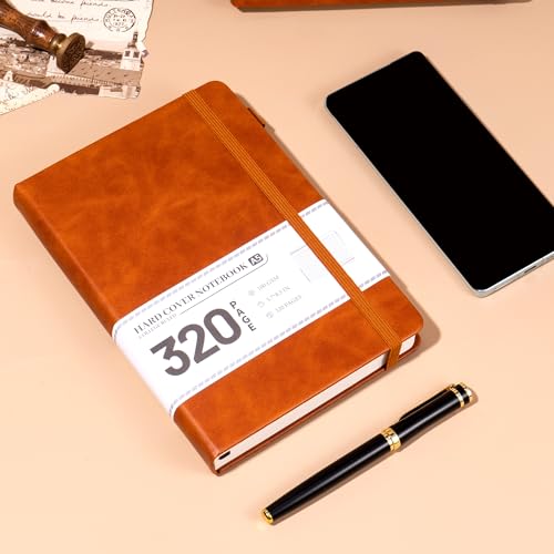 CAGIE Journal Notebook for Women Men Leather Journaling Diary Daily, Brown - color: Brown, style: Lined A5