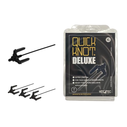Quick Knot® Deluxe | Mane Braiding Clips for Horses & Ponies | Professional Show Braids in Minutes | No Sewing Required | Reusable (Black, XL) - color: Black, size: XL