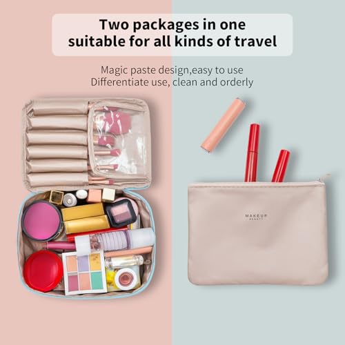 Queboom Travel Makeup Bag Cosmetic Bag Toiletry Bag for Women & Men, blue - color: Blue-1pcs