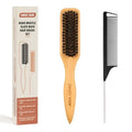 SWEET VIEW Boar Bristle Slick Back Hair Brush - color: Wood Color