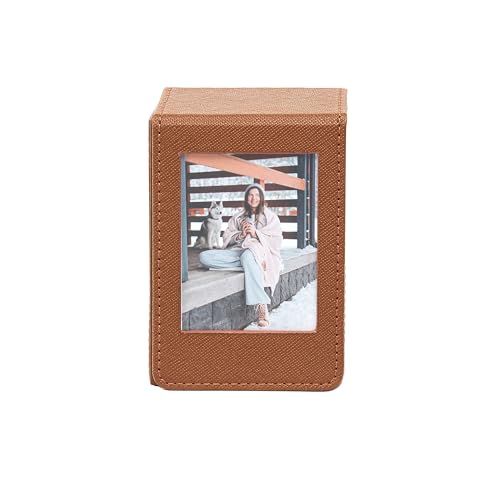 2 x 3 Mini Photo Storage Box for Polaroid Fujifilm Instax Mini 13 12 11 9 8 EVO Instant Film, Picture Frame and Containers, PU Leather. (Brown) - color: Brown
