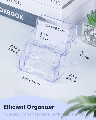 Uniclife 2 Pack Acrylic Business Card Holder for Desk, 240 Card Capacity - color: 4 Slot, size: 2 Pack