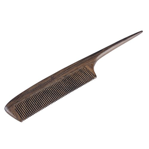 Breezelike Fine Tooth Hair Comb for Women, Wooden Teasing Tail Comb - color: Chacate Preto Wood