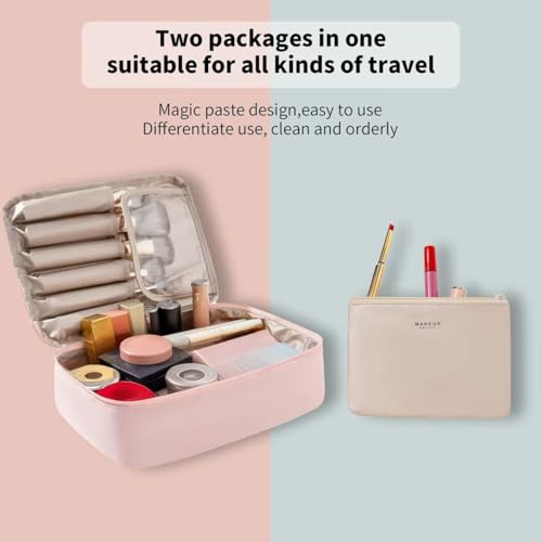 Queboom Travel Makeup Bag Cosmetic Bag Toiletry Bag for Women & Men, Pink - color: Pink-1pcs