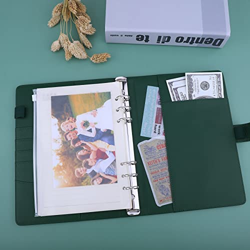 Antner A5 Binder 6 Ring Refillable Notebook Binder Planner Cover for A5 Refill Paper, PU Leather Loose Leaf Personal Organizer Budget Planner for Savings & Budgeting with Magnetic Buckle, Dark Green - color: Dark Green
