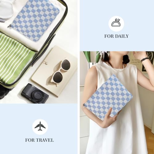 STARDW Checkered Makeup Bag Cosmetic Travel Bag, Toiletry Bag for Women - color: Checkerboard Blue