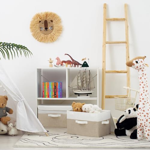 GRANNY SAYS Memory Keepsake Storage Box, Fabric Storage Bins with Lids - color: Khaki & White, size: Large