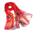 Fashion Scarves Sunscreen Shawls for Women - color: Ink Lotus&red