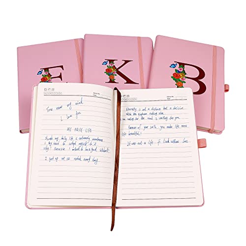 Pink Notebook for Women, 5.7"X8.3" A5 Journal Notebook with Letter A, Dual-Sided Writing Notebook with Dividers, Cute Leather Journal for Work, Business, School, Meetings, Travelers, Small Notebook - color: A