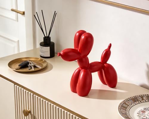 4 Inch Matte Red Balloon Dog Sculpture - color: Red
