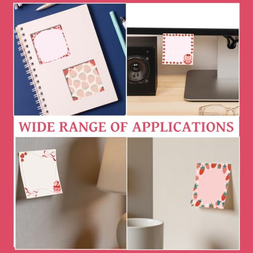 Strawberry Gift Sticky Notes - 9 Pcs Strawberry Desk Accessories Cute Self Adhesive Notepads Birthday Gifts for Students Teacher Back to School Stationary Office Supplies 3x3 Inch - style: Strawberry