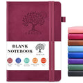 Blank Journal Notebook 5.9"×8.5", Leather Sketchbook,160 Pages Sketch book - color: Wine red, size: Blank Page