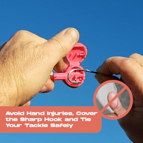 HOOK-EZE Fishing Knot Tying Tool | Protect from Fish Hooks | Tie Fishing Knots Easily | Cool Gadgets for Fishermen | Ice Fly Fishing | Fishing Accessories for Beginner Anglers | Nail Knot Tool - color: Red, style: Standard